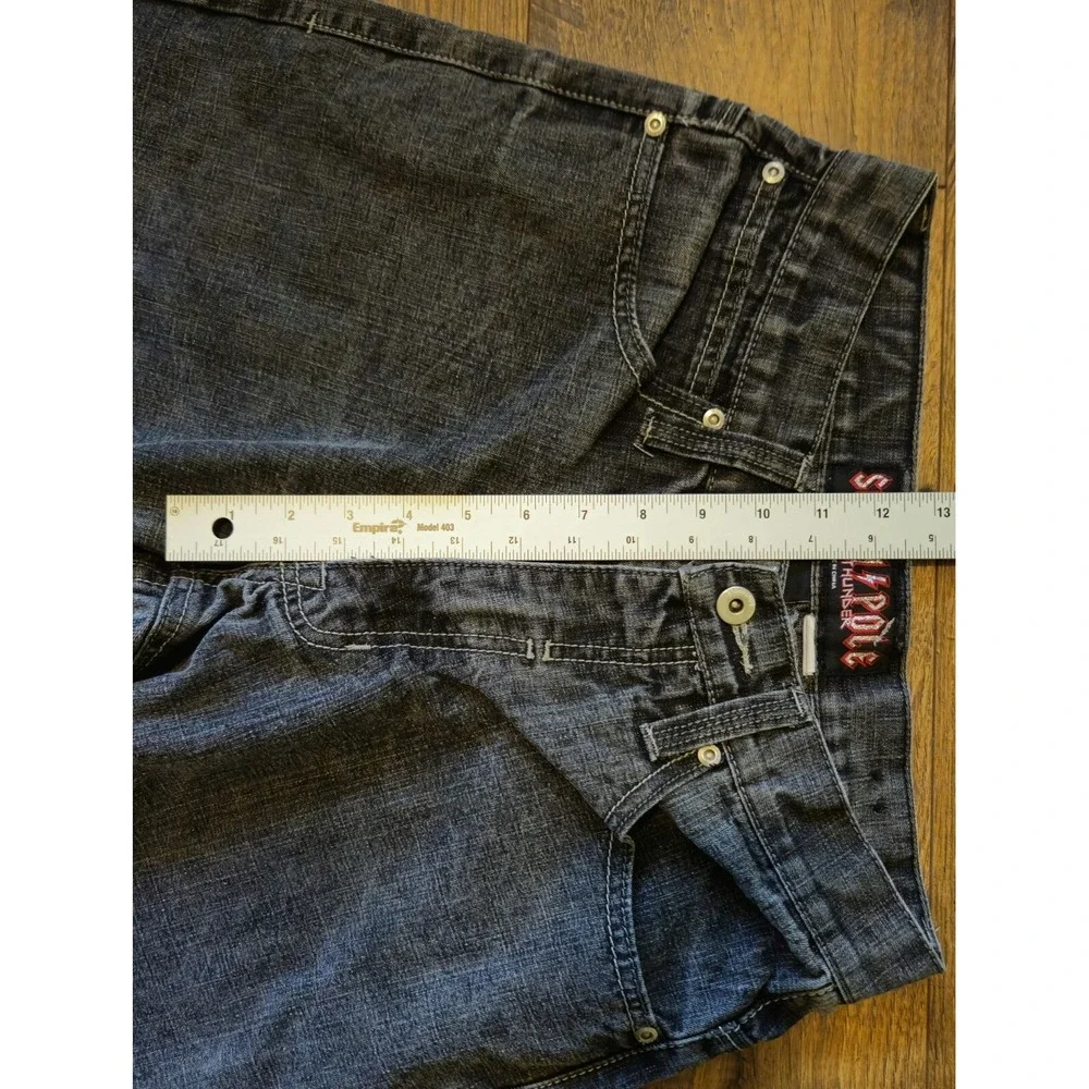 South Pole Metal Thunder Jeans 27x29 Black Rock Baggy Grunge Skater Embroidered